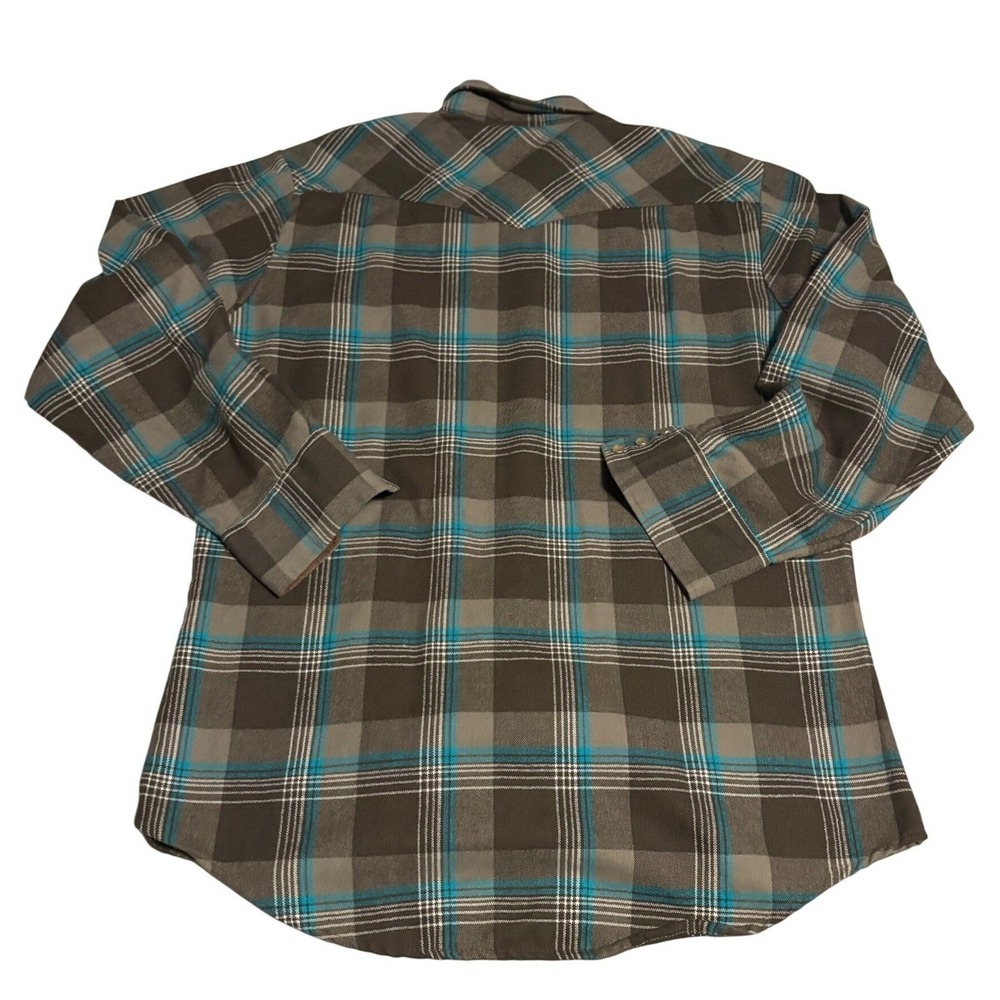 Vintage Roebucks Western Shirt Lined Mens L Plaid Pearl Snap Cowboy Workwear - Picture 3 of 5